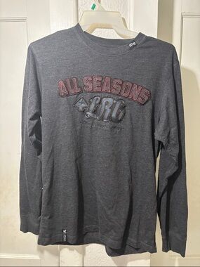 Lrg All Seasons Long Sleeve Tee - Charcoal Gray with Red Accent